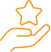 Récompense et Service Premium : Icône Main et Étoile Main ouverte de couleur orange retenant une étoile, symbolisant une récompense, un service premium ou une reconnaissance de qualité.